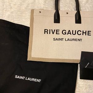 YSL linen/leather tote